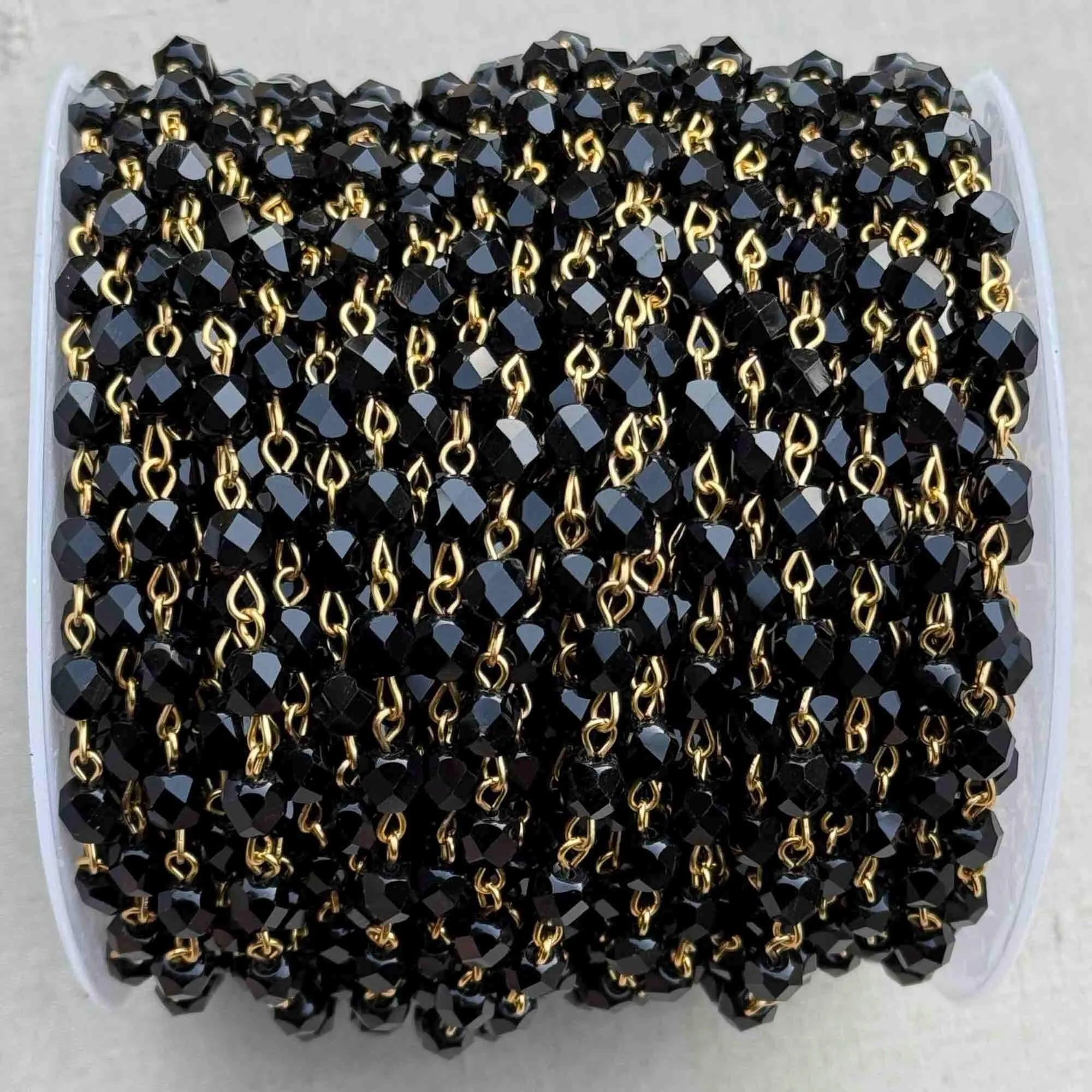 Black Faceted Crystal Bead Permanent Bracelet