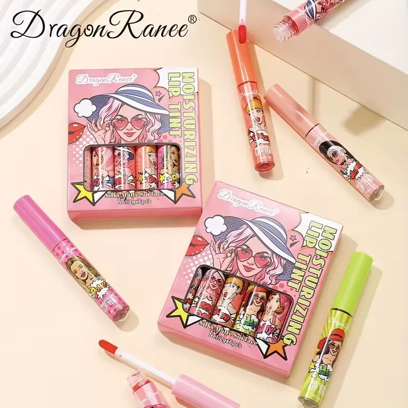 Dragon Ranee Silky Matte Surface Moisturizing Lip Tint Set - 6Pcs