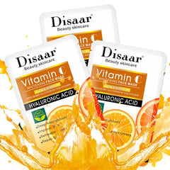 Disaar Vitamin C & Hyaluronic Acid Face Mask - Pack of 10