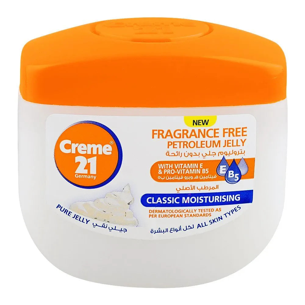 Creme 21 Classic Moisturizing Fragrance Free Petroleum Jelly with Vitamin E & B5