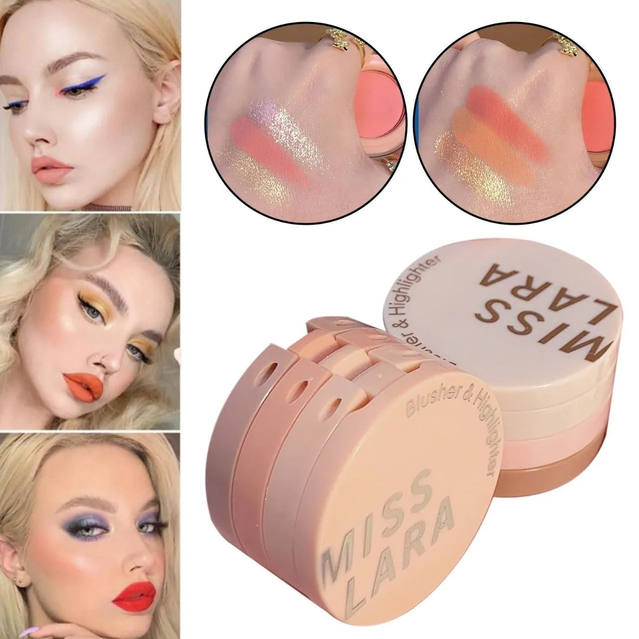 Miss Lara 3-in-1 Blush & Highlighter Palette