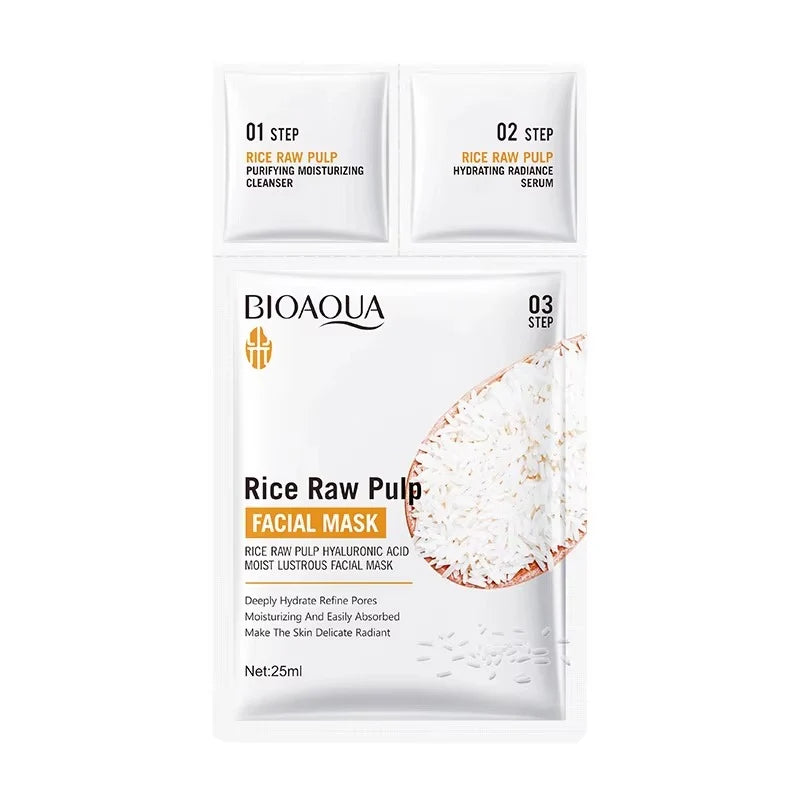 BIOAQUA Rice Raw Pulp 3-Step Facial Mask Set - 25ml