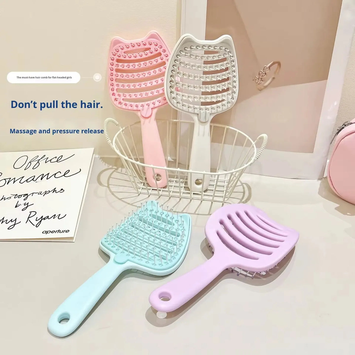 Cartoon-themed vented detangling hair brush