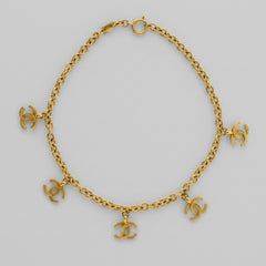 Gold CC Logo Charm Anklet
