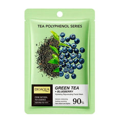 BIOAQUA Green Tea & Blueberry Hydrating Rejuvenating Facial Sheet Mask - 25ml - Each