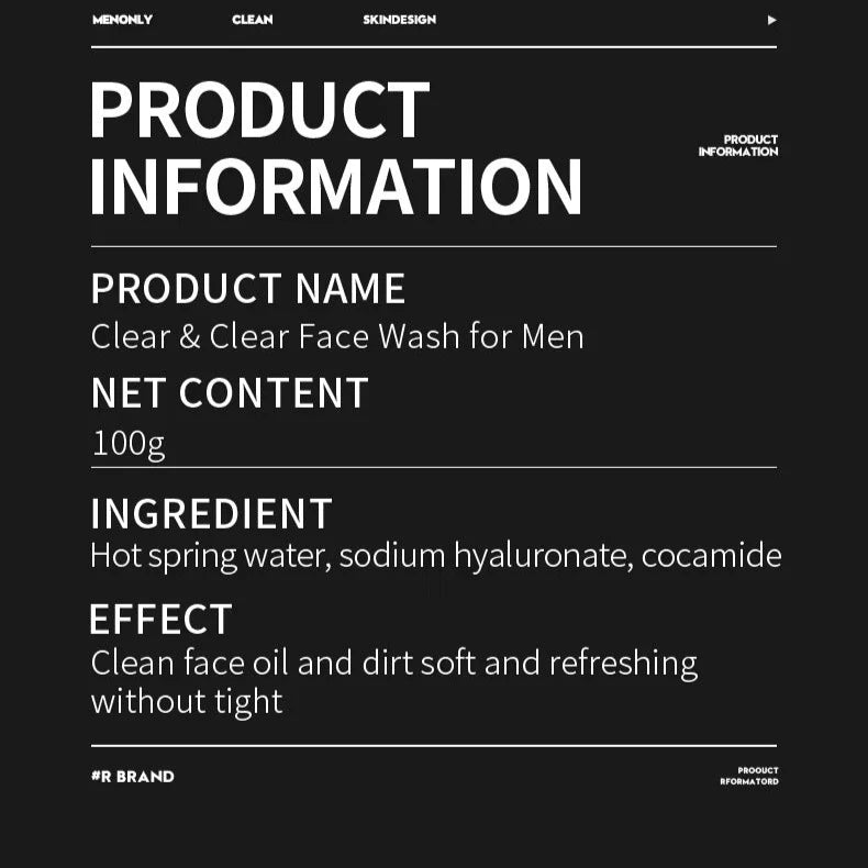 BIOAQUA H2O MENONLY Clean Skin Facial Cleanser - 100gm