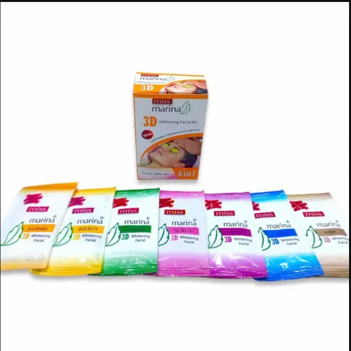 Miss Marina 6 Steps Complete 3D Whitening Facial Kit With Bleach