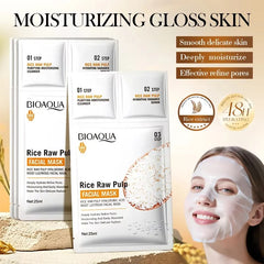 BIOAQUA Rice Raw Pulp 3-Step Facial Mask Set - 25ml