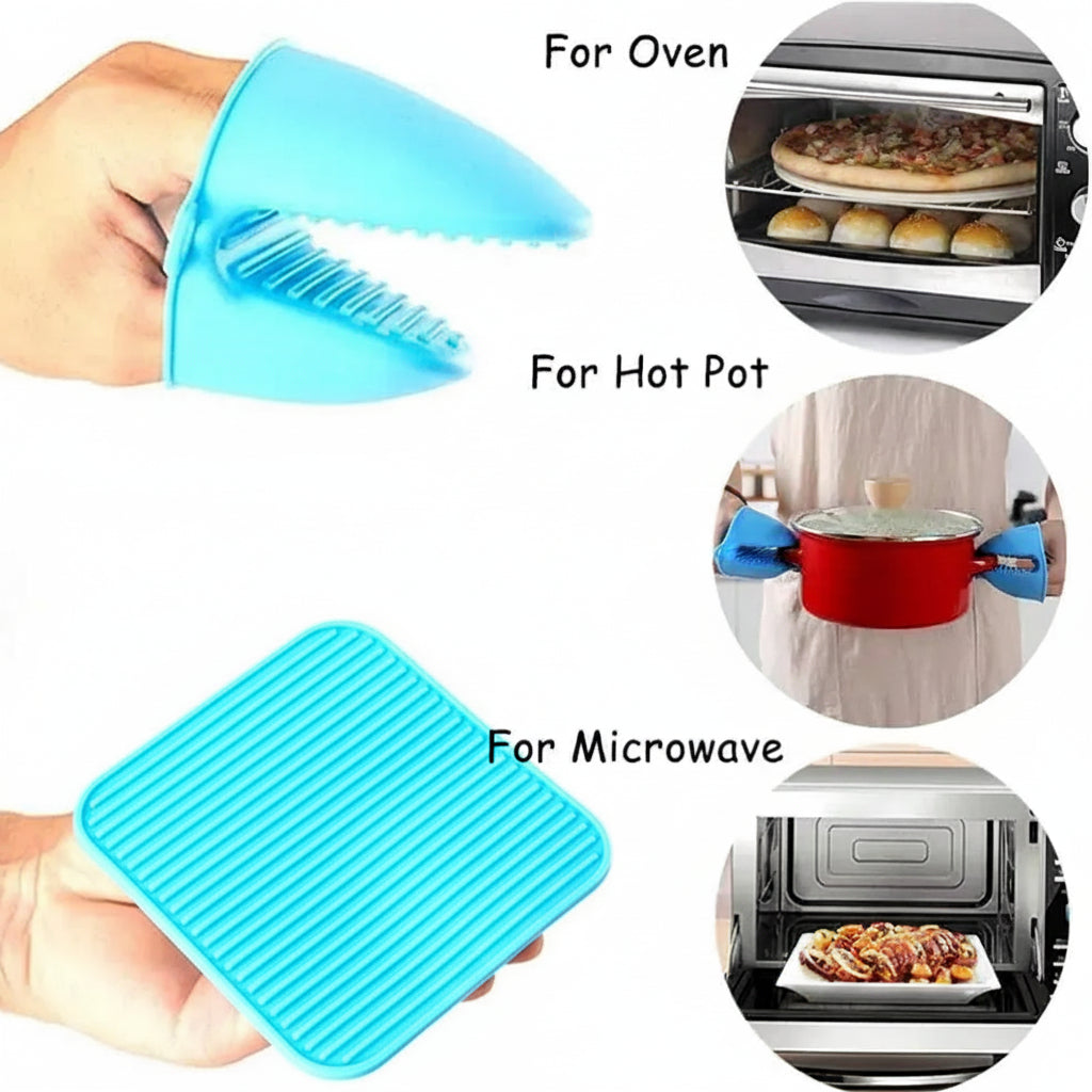 Silicone Pot Holder Pair Durable Pinch Mitts in Vibrant Color