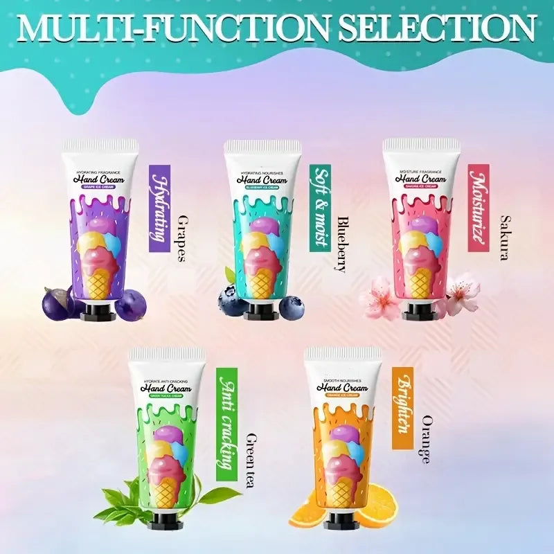 Sadoer 5Pcs Ice Cream Hydrating Fragrance Hand Cream