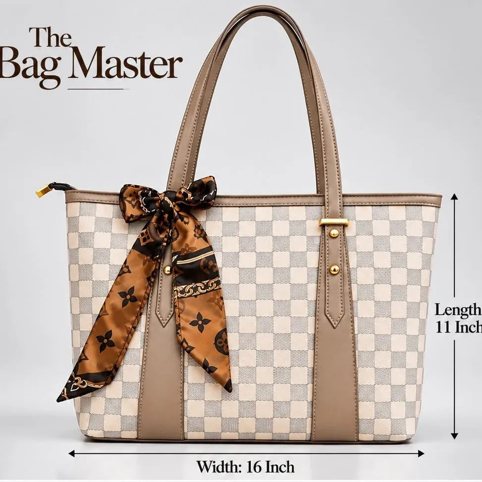 Designer Printed Tote Bag with Silk Scarf