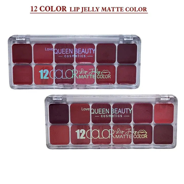 Love Queen Beauty 12 Colors Lip jelly Matte Lipstick Palette