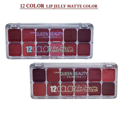 Love Queen Beauty 12 Colors Lip jelly Matte Lipstick Palette