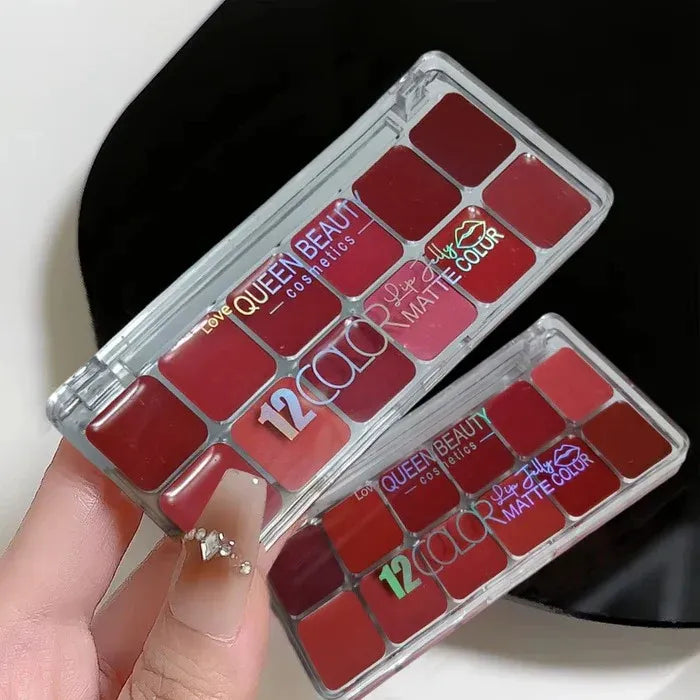 Love Queen Beauty 12 Colors Lip jelly Matte Lipstick Palette