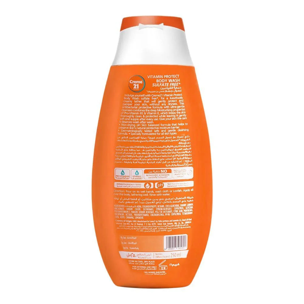 Creme 21 Vitamin Protect Sulfate Free Antibacterial Body Wash, For All Skin Types - 250ml