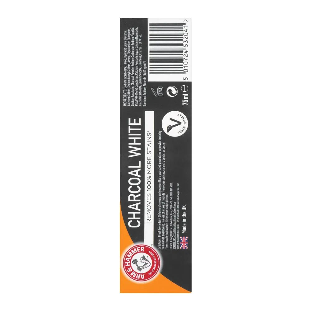 Arm & Hammer Charcoal White Baking Soda Toothpaste - 75ml