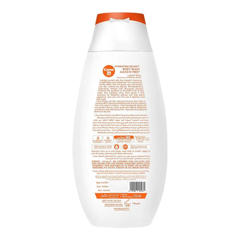 Creme 21 Hydrating Delight Sulfate Free Aqua Soft Moisturizing Body Wash, For Normal Skin -  250ml