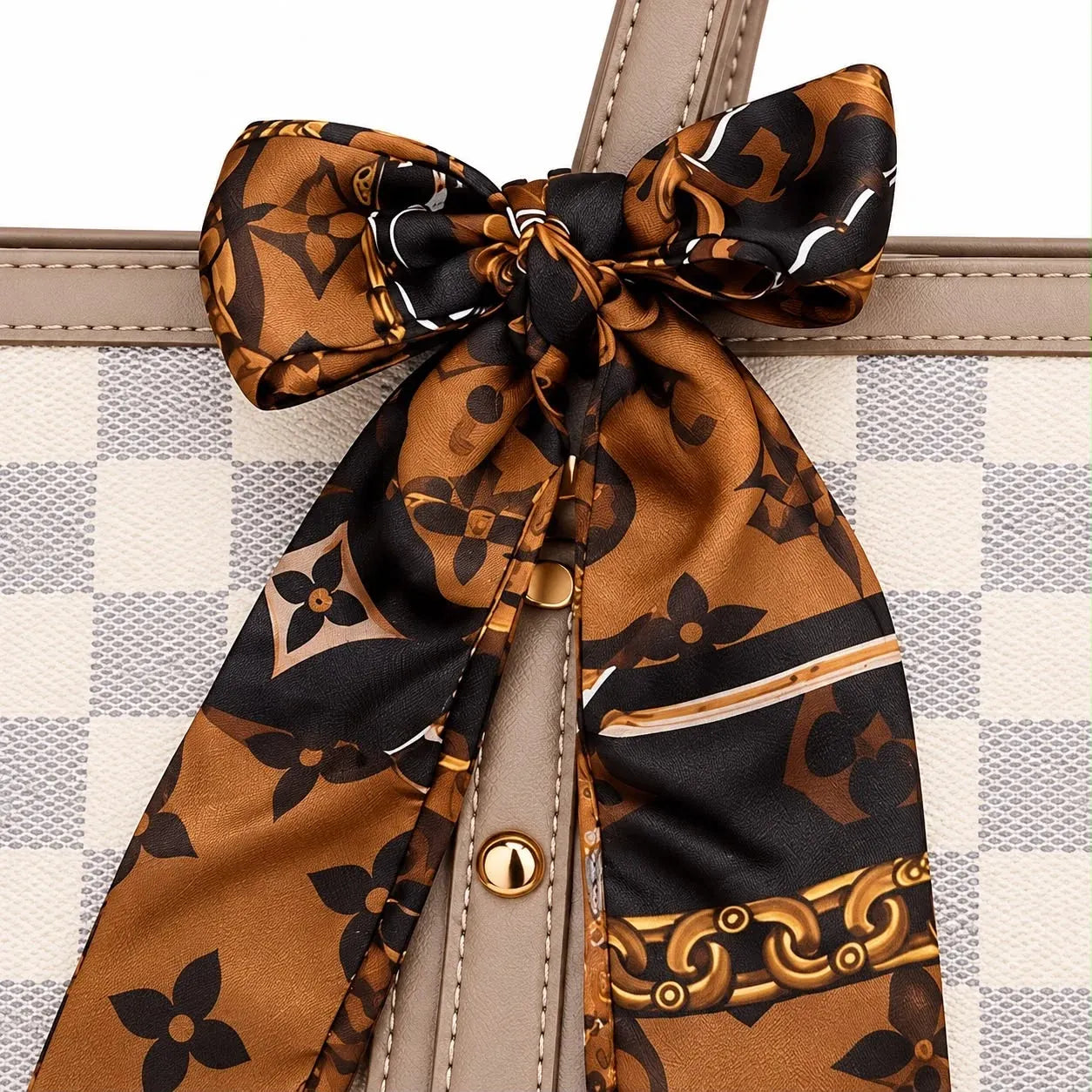 Designer Printed Tote Bag with Silk Scarf