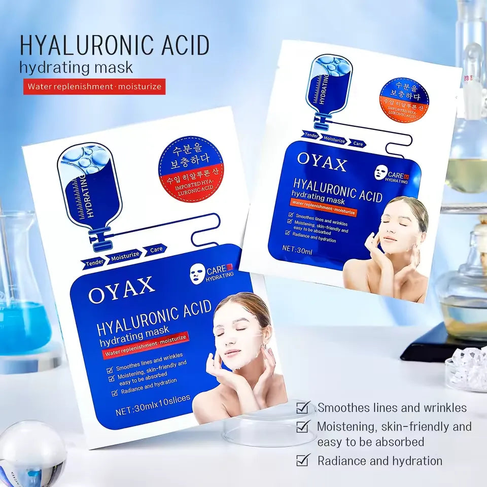 Oyax 24k Hyaluronic Acid Hydrating Face Mask - 10 PCS