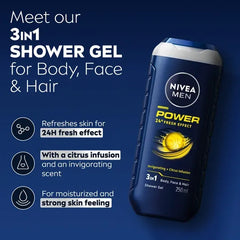 Nivea Men Power Fresh 3-in-1 Shower Gel – 250ml