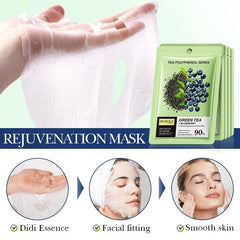 BIOAQUA Green Tea & Blueberry Hydrating Rejuvenating Facial Sheet Mask - 25ml - Each