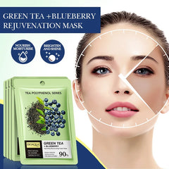 BIOAQUA Green Tea & Blueberry Hydrating Rejuvenating Facial Sheet Mask - 25ml - Each