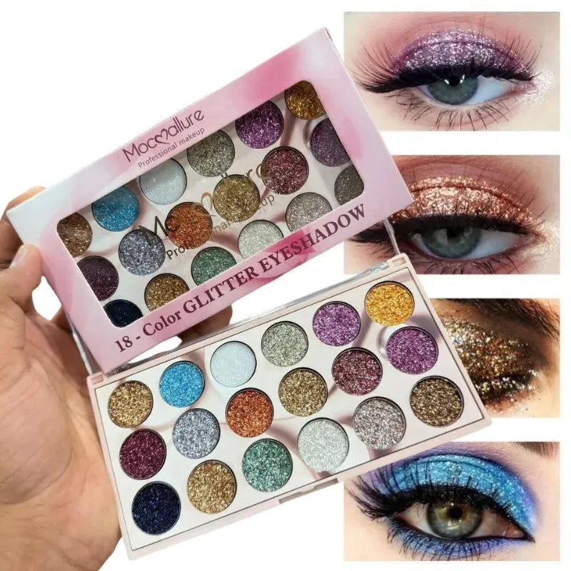 Mocallure 18-Color Glitter Eyeshadow Palette