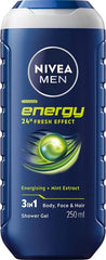 Nivea Men Energy 24H Fresh Effect 3-in-1 Shower Gel-250ml