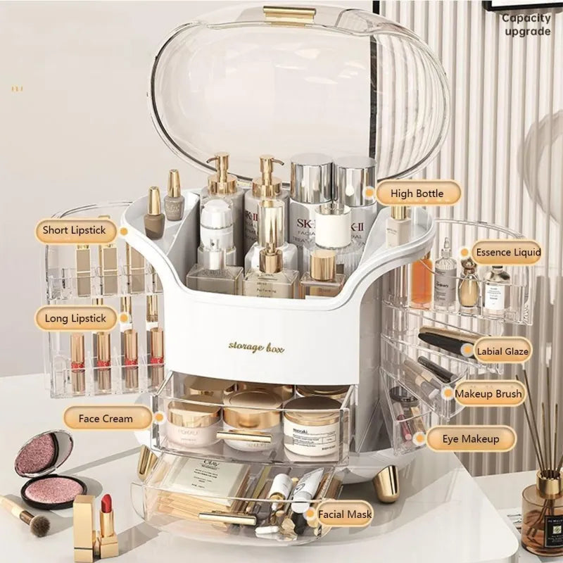 Luxury Cosmetic Organizer, Dustproof and Waterproof Makeup Vanity Organizer