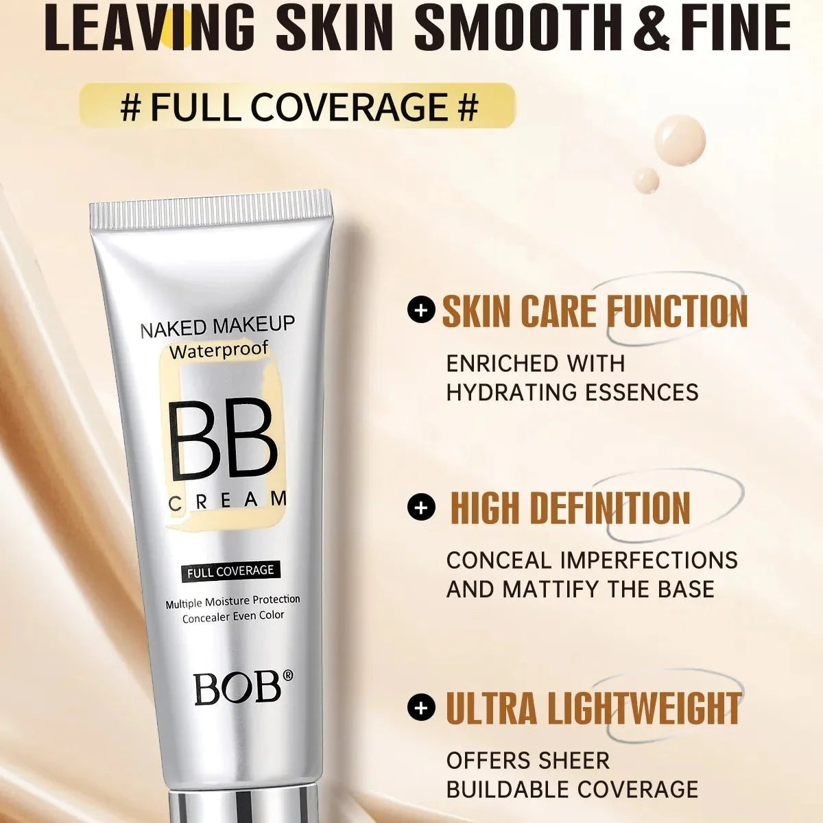 BOB Naked Makeup Water Proof Full Coverage BB Cream - 40g