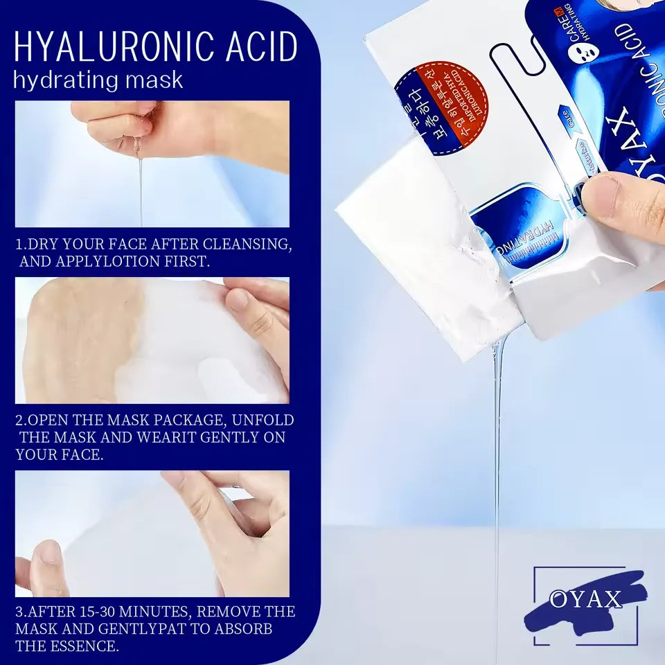 Oyax 24k Hyaluronic Acid Hydrating Face Mask - 10 PCS