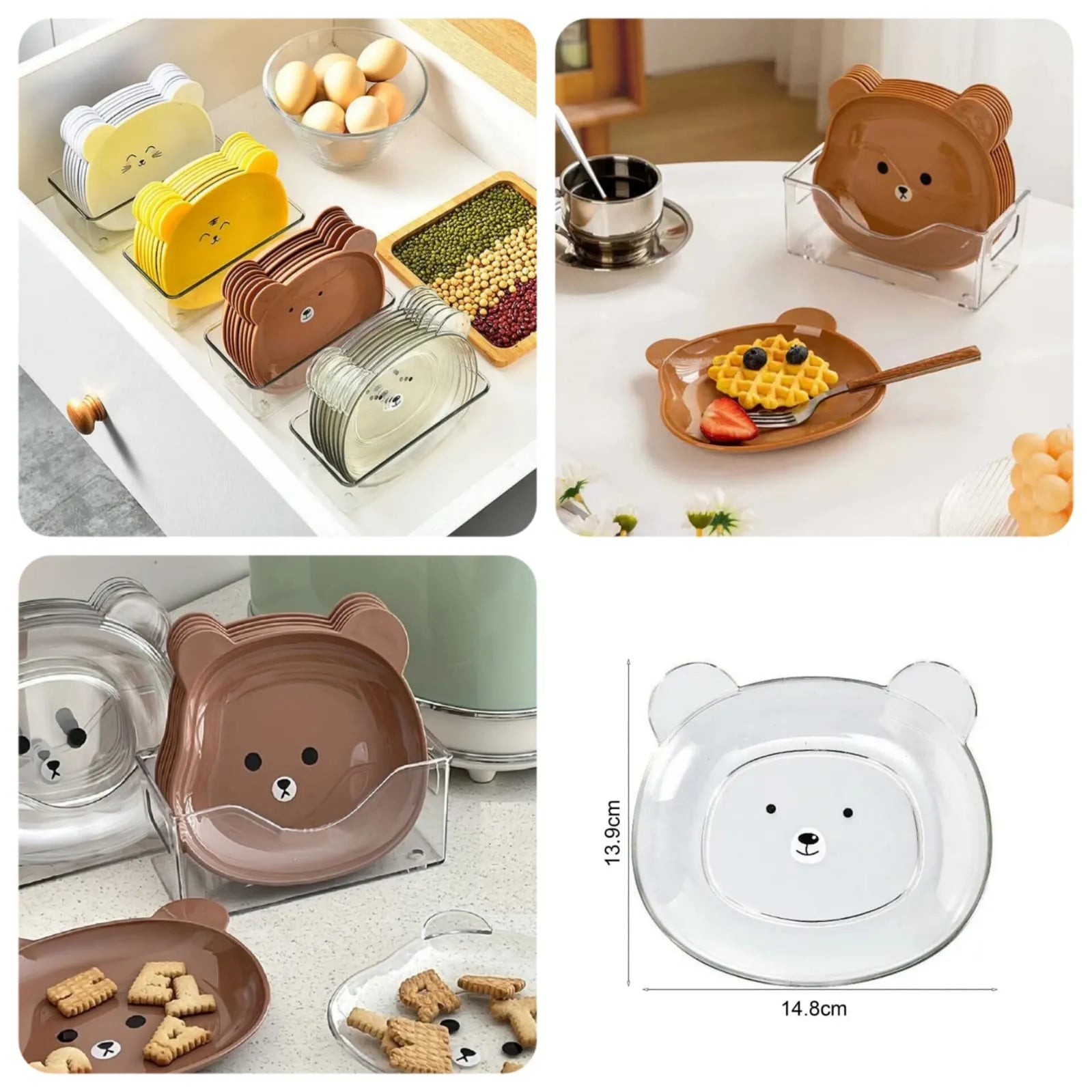 Mini Bear Shape Dish Plate - Pack Of 8