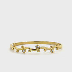 Gold Wavy Crystal Bangle Bracelet