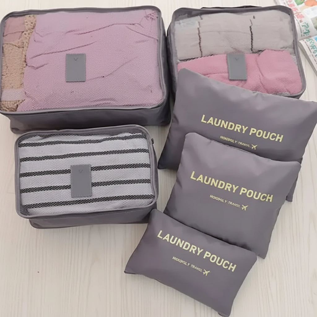 6pcs/Set Travel Storage Bag Portable Luggage Clothes Tidy Pouch Zip Toiletry Organizer
