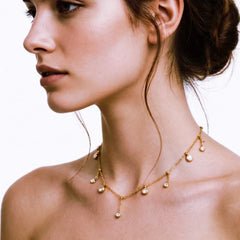 Gold Crystal Dangle Charm Necklace