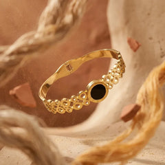 Gold Plated Black Bubble Bracelet