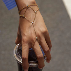 Gold Crystal Dainty Hand Harness Bracelet