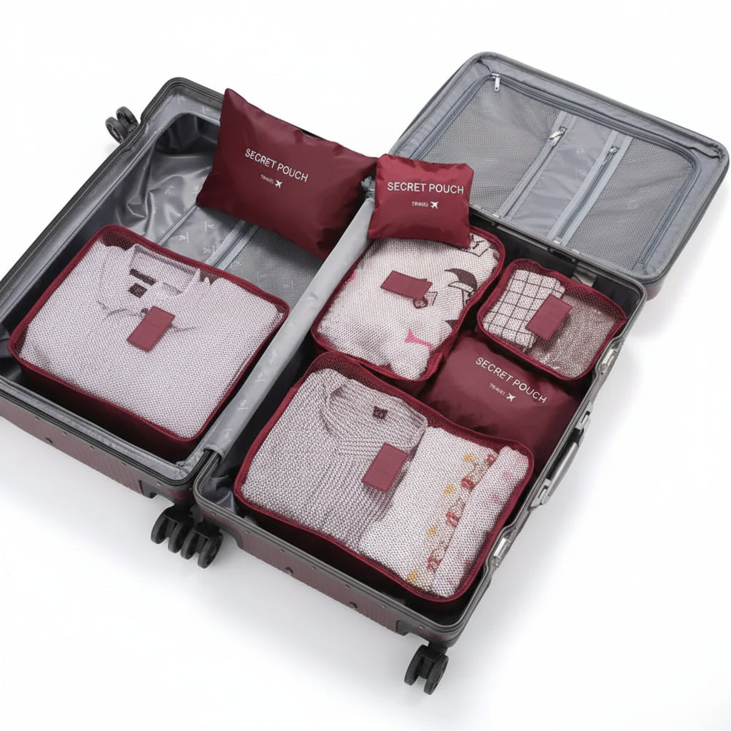 6pcs/Set Travel Storage Bag Portable Luggage Clothes Tidy Pouch Zip Toiletry Organizer