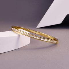 Stainless Steel Luxurious Oval Gold Bangle For Women
