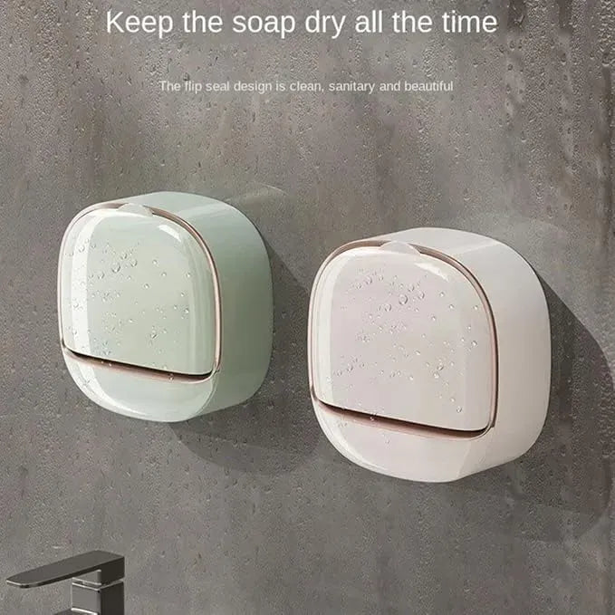 Wall Mounted Soap Holder With Lid And Drain Tray