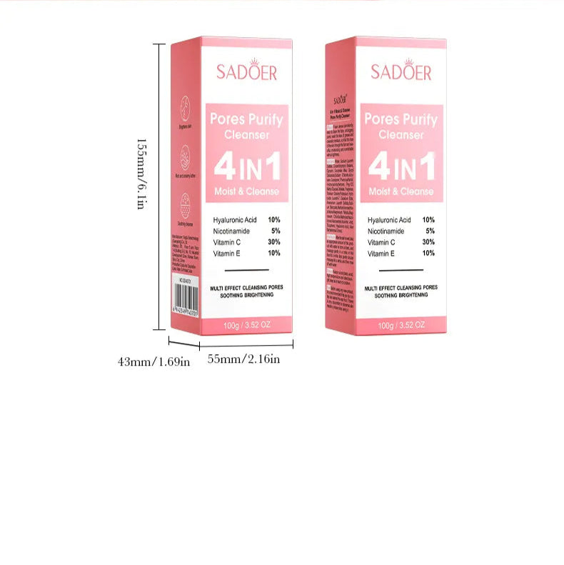 SADOER 4 IN 1 Whitening Brightening Facial Cleanser - 100ml