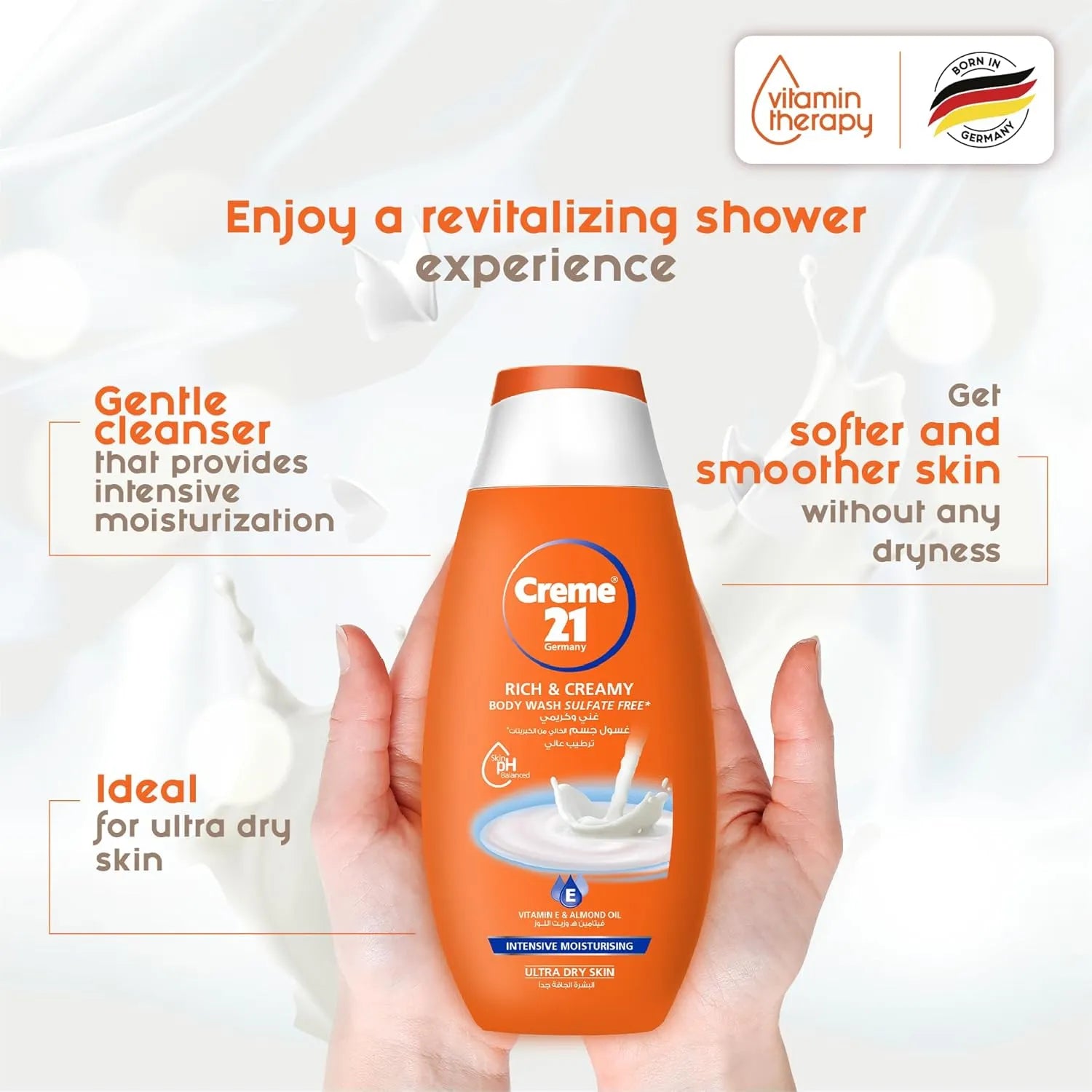 Crème 21 Rich & Creamy Moisturising Body wash,With Vit E & Almond Oil,Sulphate Free - 250ml