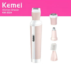 Kemei KM-3024 4-in-1 Rechargeable Hair Remover Shaver for Women
