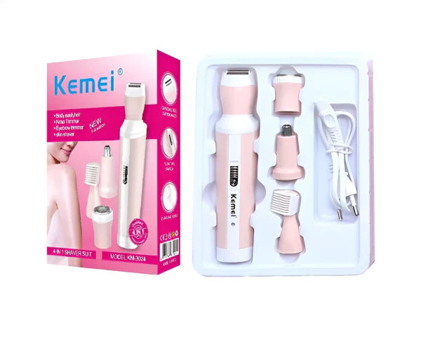 Kemei KM-3024 4-in-1 Rechargeable Hair Remover Shaver for Women