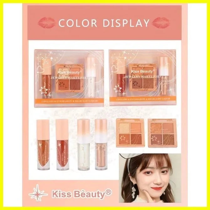 kiss Beauty Eye Shadow Liquid Highlighter & Lip Gloss Set Each