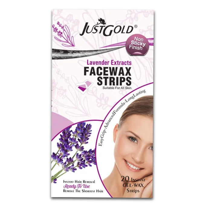 Justgold’s Face Wax Strips - Lavender Extracts (20 Strips)