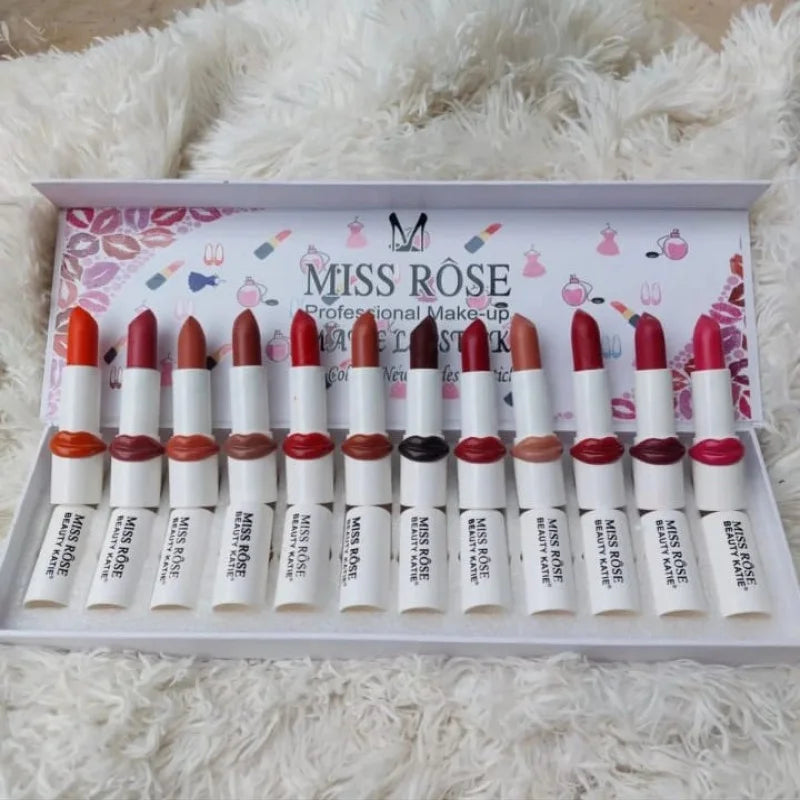 Miss Rose Professional Make up Lipstick Matte Lipstick - 12 Pcs Set