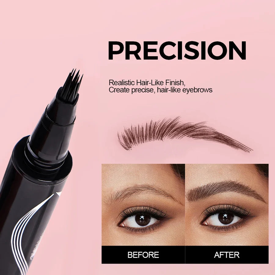 Precision Liquid Eyebrow Pen – 4-Sided Angle Tip & Waterproof Formula