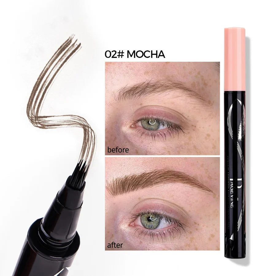 Precision Liquid Eyebrow Pen – 4-Sided Angle Tip & Waterproof Formula