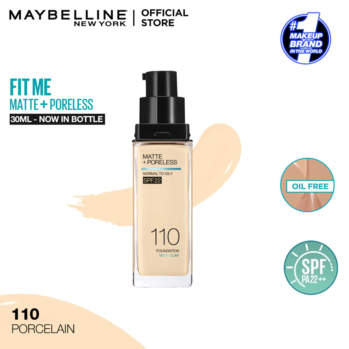 Maybelline New Fit Me Matte + Poreless Liquid Foundation Spf 22 - 30ml
